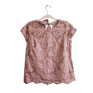 NWOT ABERCROMBIE & FITCH Mauve lace back bow keyhole top